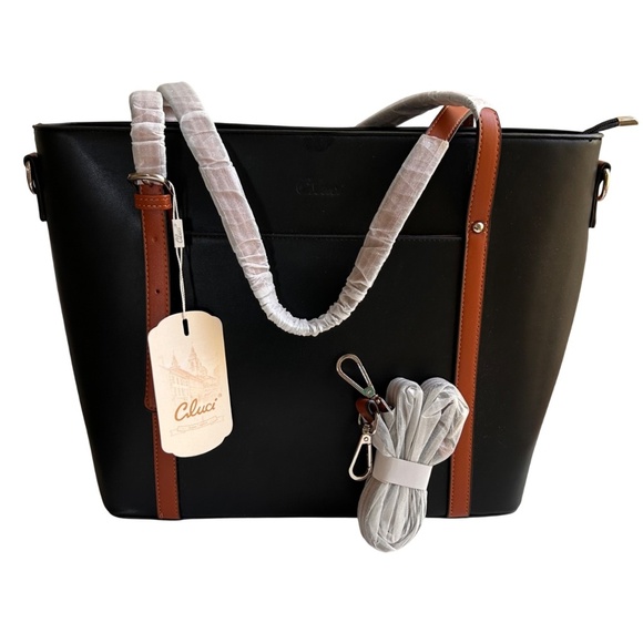 NWT CLUCI Vegan Leather Briefcase Bag - Picture 1 of 12